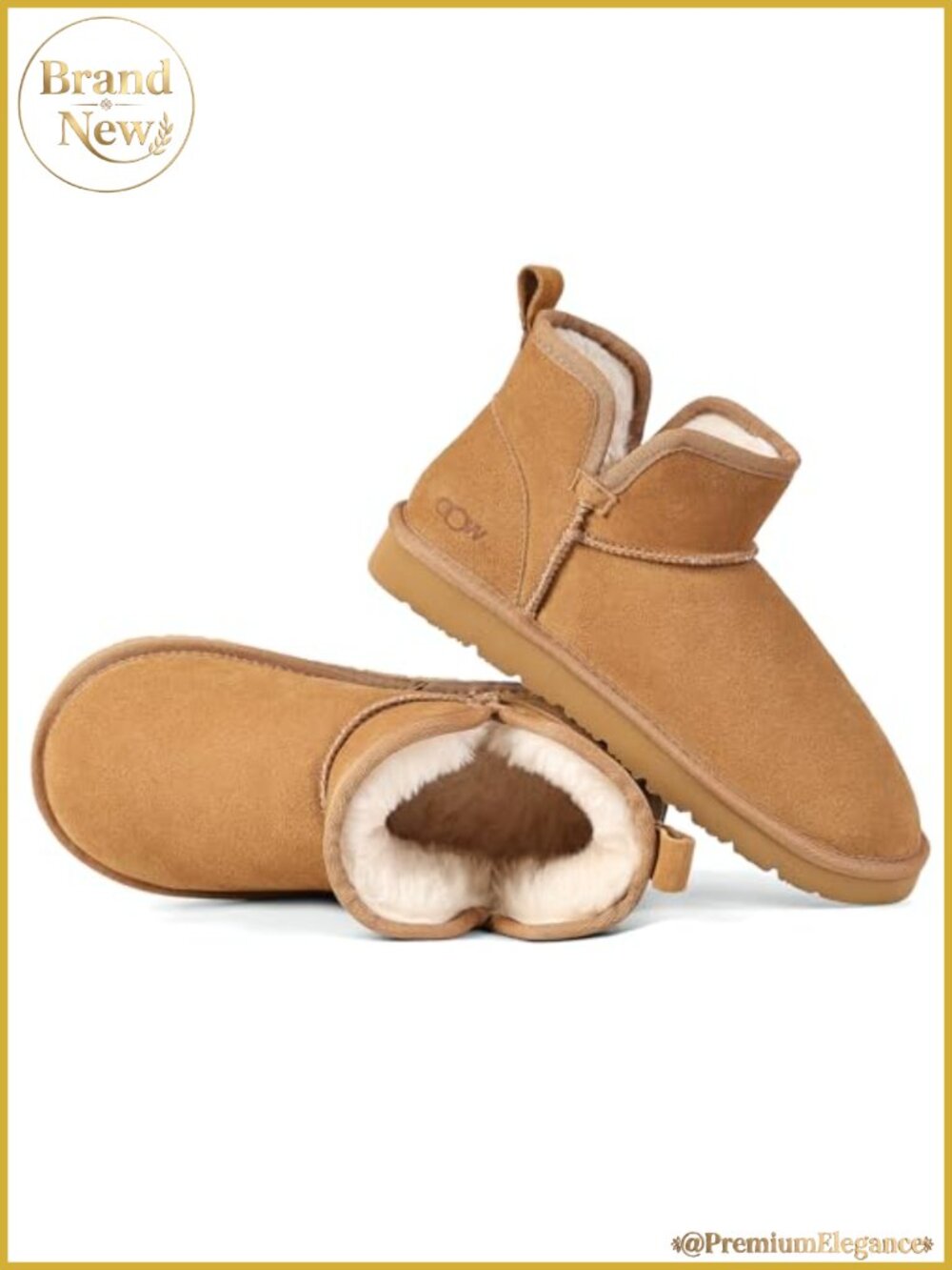 100% Genuine Suede Ankle Winter Snow Boots Slip On Short Faux Fur Lined